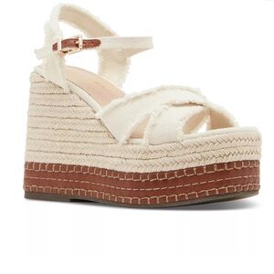 Women's Cream and Brown Wedge Sandals